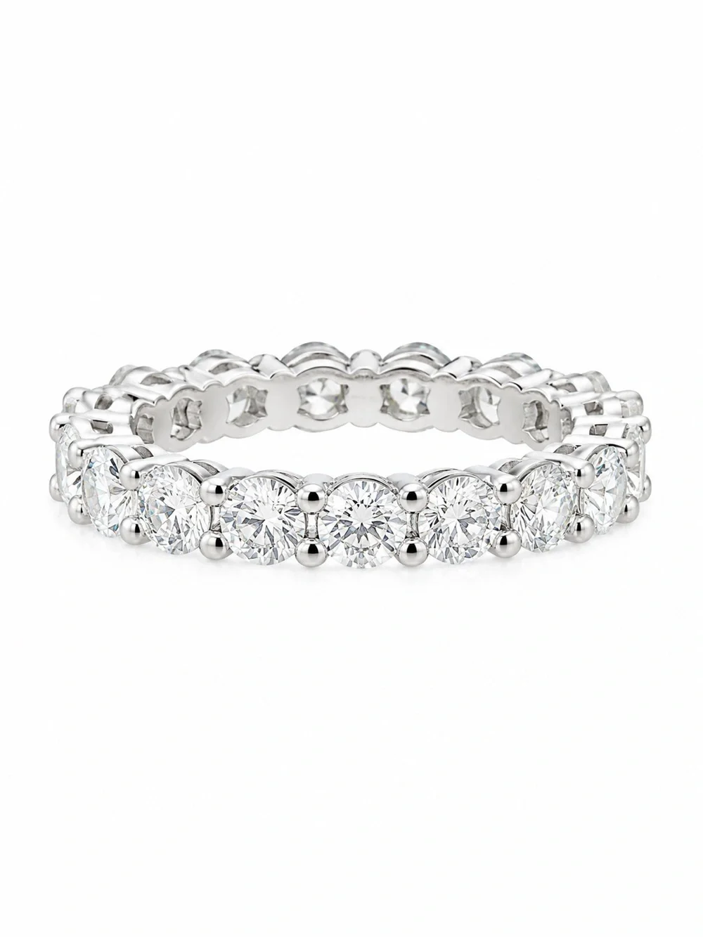 Moissanite Eternity Band Ring 3.52ctw Sterling Silver Round Stackable NWT Size 7